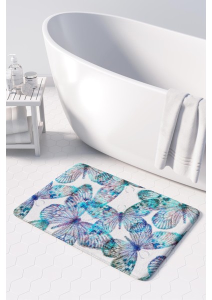 Mikrofiber Banyo Paspası, Kaymaz Taban, Makinede Yıkanabilir, Banyo Halısı (50X80)