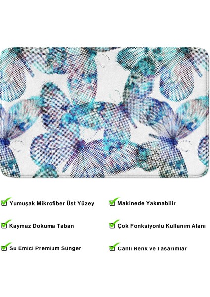 Mikrofiber Banyo Paspası, Kaymaz Taban, Makinede Yıkanabilir, Banyo Halısı (50X80)