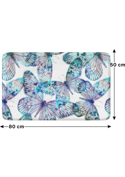 Mikrofiber Banyo Paspası, Kaymaz Taban, Makinede Yıkanabilir, Banyo Halısı (50X80)