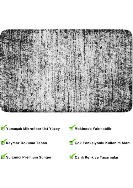 Mikrofiber Banyo Paspası, Kaymaz Taban, Makinede Yıkanabilir, Banyo Halısı (50X80)