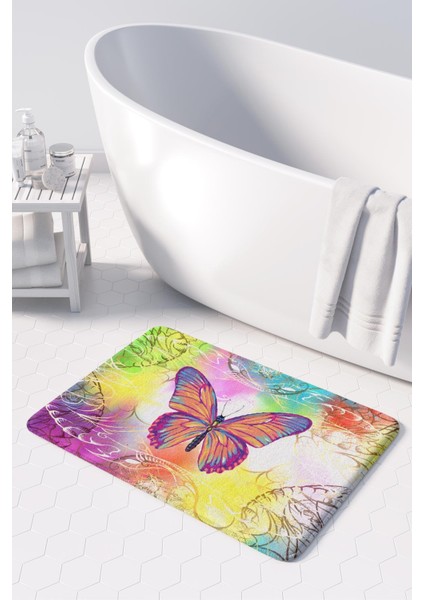 Mikrofiber Banyo Paspası, Kaymaz Taban, Makinede Yıkanabilir, Banyo Halısı (50X80)