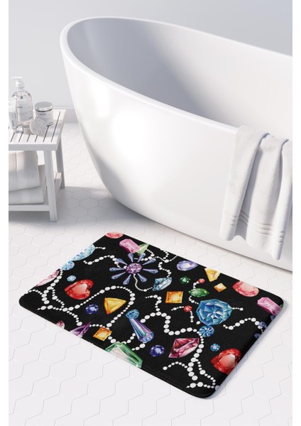 Mikrofiber Banyo Paspası, Kaymaz Taban, Makinede Yıkanabilir, Banyo Halısı (50X80)
