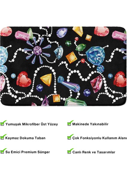 Mikrofiber Banyo Paspası, Kaymaz Taban, Makinede Yıkanabilir, Banyo Halısı (50X80)
