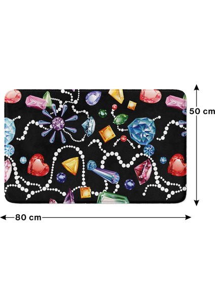 Mikrofiber Banyo Paspası, Kaymaz Taban, Makinede Yıkanabilir, Banyo Halısı (50X80)