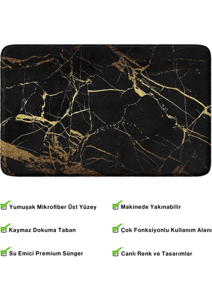 Mikrofiber Banyo Paspası, Kaymaz Taban, Makinede Yıkanabilir, Banyo Halısı (50X80)