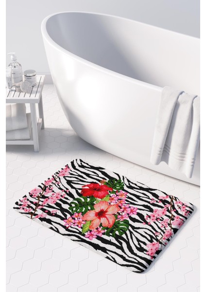 Mikrofiber Banyo Paspası, Kaymaz Taban, Makinede Yıkanabilir, Banyo Halısı (50X80)