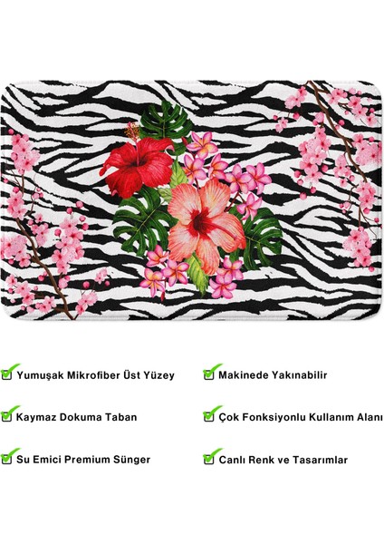Mikrofiber Banyo Paspası, Kaymaz Taban, Makinede Yıkanabilir, Banyo Halısı (50X80)