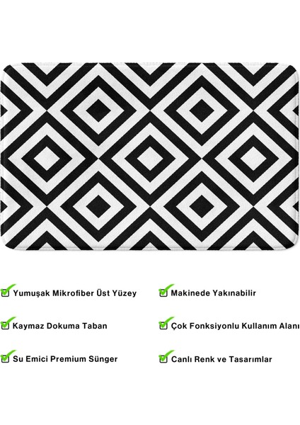 Mikrofiber Banyo Paspası, Kaymaz Taban, Makinede Yıkanabilir, Banyo Halısı (50X80)