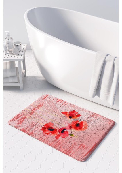 Mikrofiber Banyo Paspası, Kaymaz Taban, Makinede Yıkanabilir, Banyo Halısı (50X80)