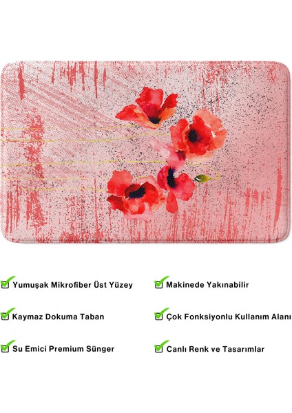 Mikrofiber Banyo Paspası, Kaymaz Taban, Makinede Yıkanabilir, Banyo Halısı (50X80)