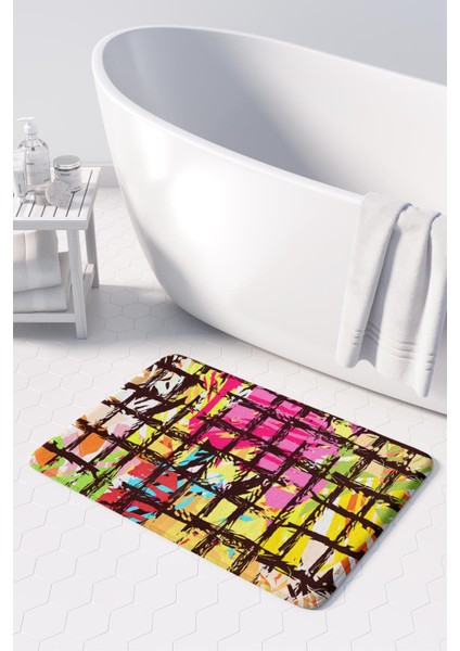 Mikrofiber Banyo Paspası, Kaymaz Taban, Makinede Yıkanabilir, Banyo Halısı (50X80)
