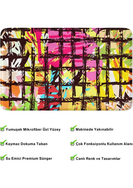 Mikrofiber Banyo Paspası, Kaymaz Taban, Makinede Yıkanabilir, Banyo Halısı (50X80)