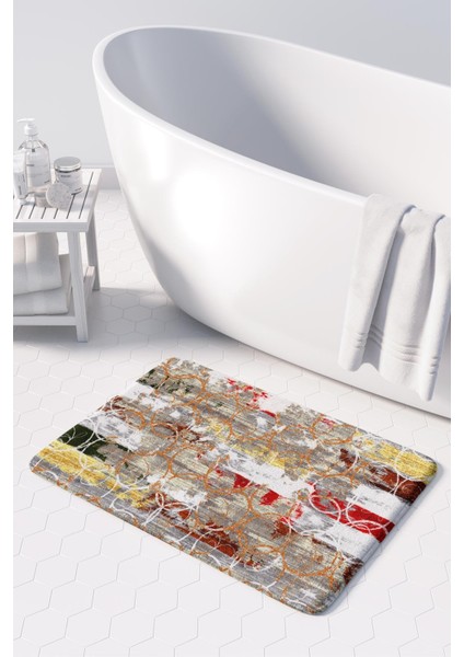 Mikrofiber Banyo Paspası, Kaymaz Taban, Makinede Yıkanabilir, Banyo Halısı (50X80)