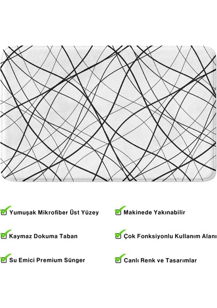 Mikrofiber Banyo Paspası, Kaymaz Taban, Makinede Yıkanabilir, Banyo Halısı (50X80)