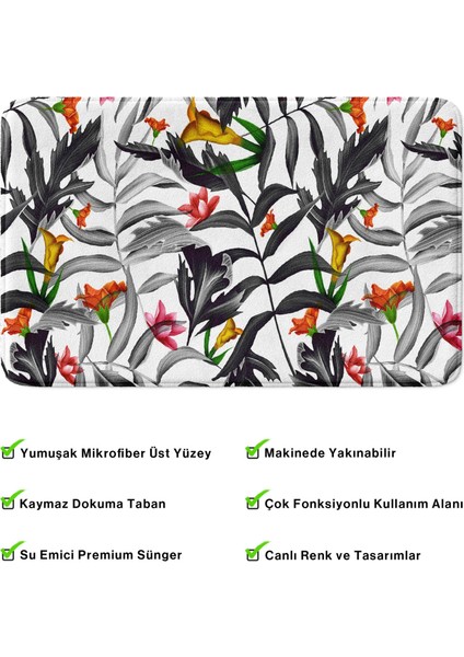 Mikrofiber Banyo Paspası, Kaymaz Taban, Makinede Yıkanabilir, Banyo Halısı (50X80)