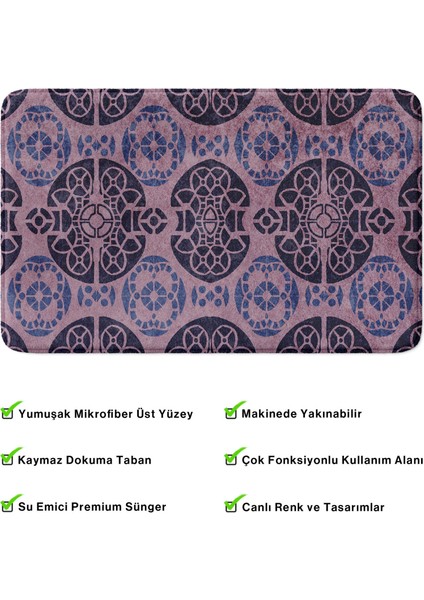 Mikrofiber Banyo Paspası, Kaymaz Taban, Makinede Yıkanabilir, Banyo Halısı (50X80)