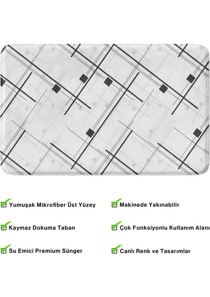 Mikrofiber Banyo Paspası, Kaymaz Taban, Makinede Yıkanabilir, Banyo Halısı (50X80)