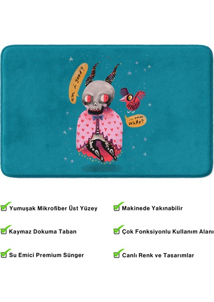 Mikrofiber Banyo Paspası, Kaymaz Taban, Makinede Yıkanabilir, Banyo Halısı (50X80)