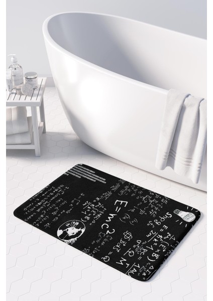 Mikrofiber Banyo Paspası, Kaymaz Taban, Makinede Yıkanabilir, Banyo Halısı (50X80)