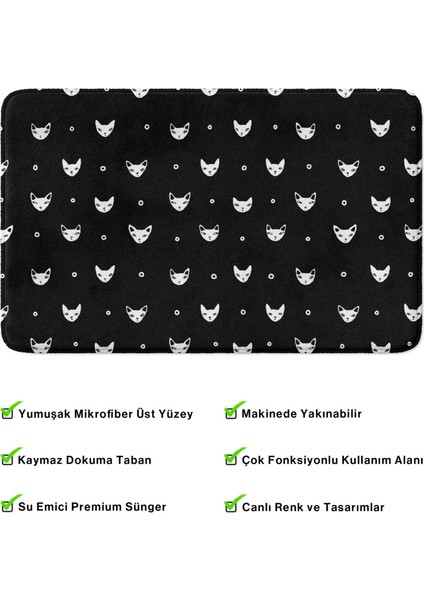 Mikrofiber Banyo Paspası, Kaymaz Taban, Makinede Yıkanabilir, Banyo Halısı (50X80)