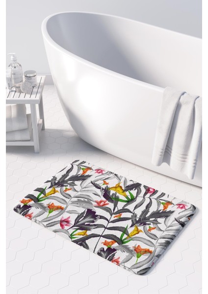 Mikrofiber Banyo Paspası, Kaymaz Taban, Makinede Yıkanabilir, Banyo Halısı (50X80)