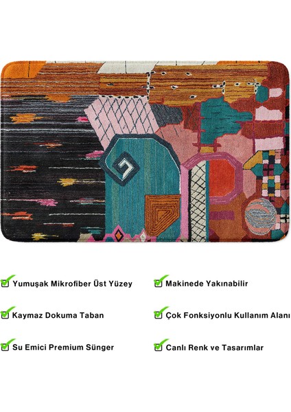 Mikrofiber Banyo Paspası, Kaymaz Taban, Makinede Yıkanabilir, Banyo Halısı (50X80)