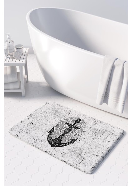 Mikrofiber Banyo Paspası, Kaymaz Taban, Makinede Yıkanabilir, Banyo Halısı (50X80)