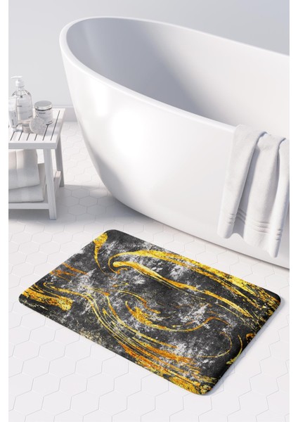 Mikrofiber Banyo Paspası, Kaymaz Taban, Makinede Yıkanabilir, Banyo Halısı (50X80)