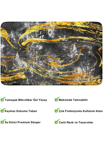 Mikrofiber Banyo Paspası, Kaymaz Taban, Makinede Yıkanabilir, Banyo Halısı (50X80)