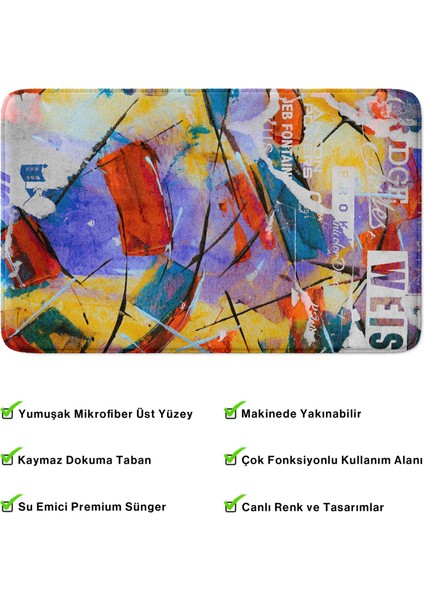 Mikrofiber Banyo Paspası, Kaymaz Taban, Makinede Yıkanabilir, Banyo Halısı (50X80)