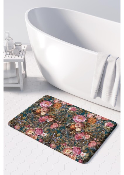 Mikrofiber Banyo Paspası, Kaymaz Taban, Makinede Yıkanabilir, Banyo Halısı (50X80)