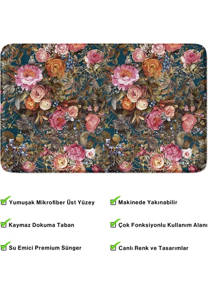Mikrofiber Banyo Paspası, Kaymaz Taban, Makinede Yıkanabilir, Banyo Halısı (50X80)