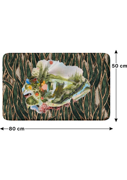Mikrofiber Banyo Paspası, Kaymaz Taban, Makinede Yıkanabilir, Banyo Halısı (50X80)