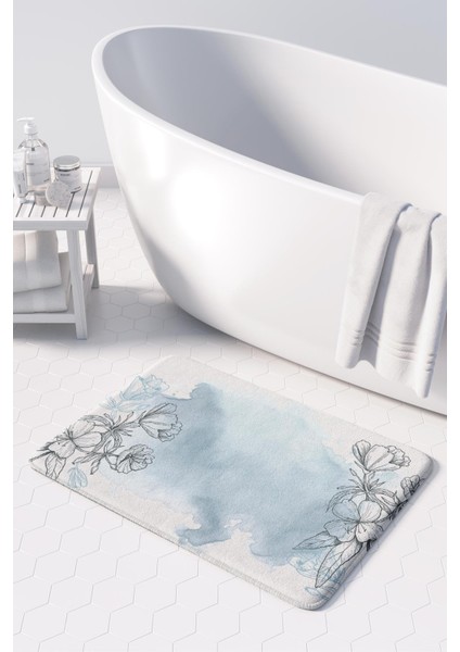Mikrofiber Banyo Paspası, Kaymaz Taban, Makinede Yıkanabilir, Banyo Halısı (50X80)