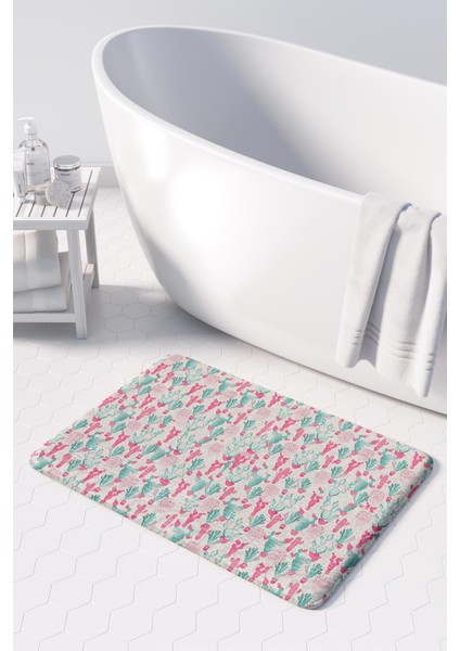 Mikrofiber Banyo Paspası, Kaymaz Taban, Makinede Yıkanabilir, Banyo Halısı (50X80)
