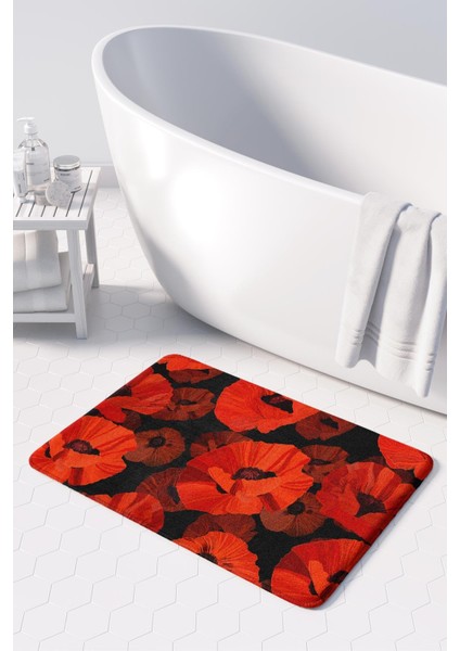 Mikrofiber Banyo Paspası, Kaymaz Taban, Makinede Yıkanabilir, Banyo Halısı (50X80)