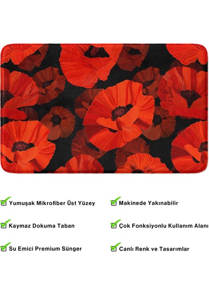 Mikrofiber Banyo Paspası, Kaymaz Taban, Makinede Yıkanabilir, Banyo Halısı (50X80)