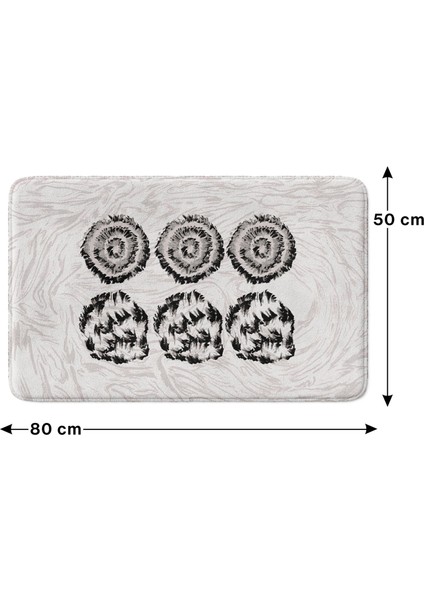 Mikrofiber Banyo Paspası, Kaymaz Taban, Makinede Yıkanabilir, Banyo Halısı (50X80)