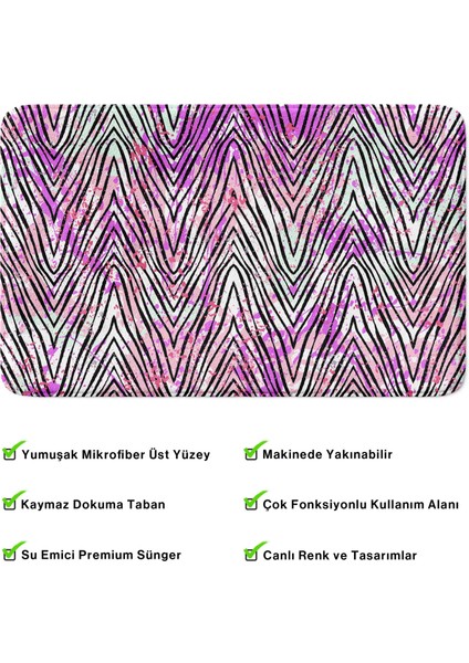Mikrofiber Banyo Paspası, Kaymaz Taban, Makinede Yıkanabilir, Banyo Halısı (50X80)