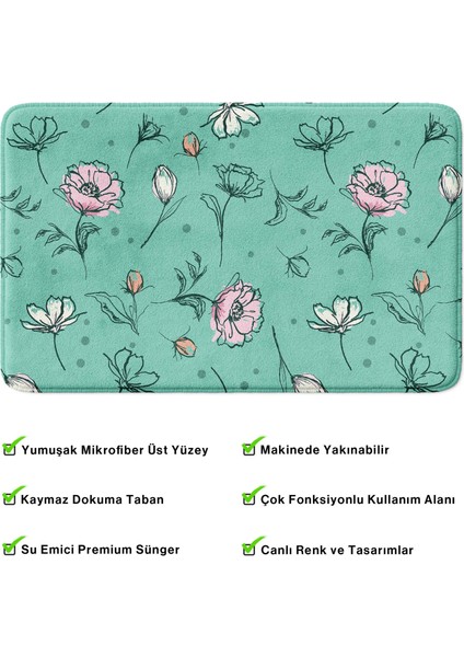 Mikrofiber Banyo Paspası, Kaymaz Taban, Makinede Yıkanabilir, Banyo Halısı