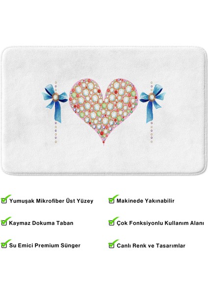 Mikrofiber Banyo Paspası, Kaymaz Taban, Makinede Yıkanabilir, Banyo Halısı