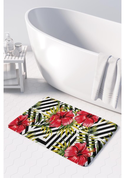 Mikrofiber Banyo Paspası, Kaymaz Taban, Makinede Yıkanabilir, Banyo Halısı (50X80)