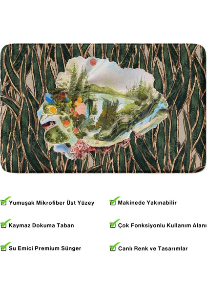 Mikrofiber Banyo Paspası, Kaymaz Taban, Makinede Yıkanabilir, Banyo Halısı