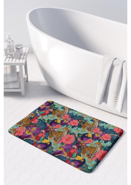 Mikrofiber Banyo Paspası, Kaymaz Taban, Makinede Yıkanabilir, Banyo Halısı