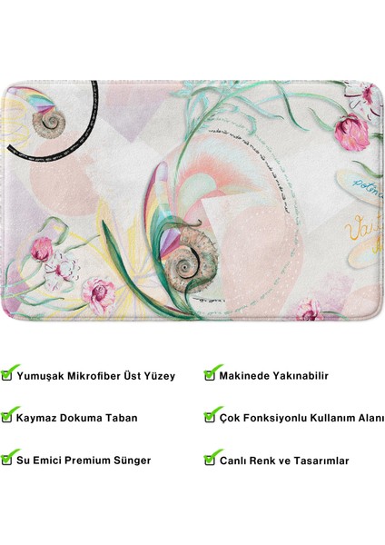 Mikrofiber Banyo Paspası, Kaymaz Taban, Makinede Yıkanabilir, Banyo Halısı