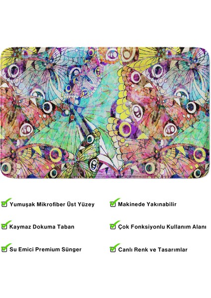 Mikrofiber Banyo Paspası, Kaymaz Taban, Makinede Yıkanabilir, Banyo Halısı