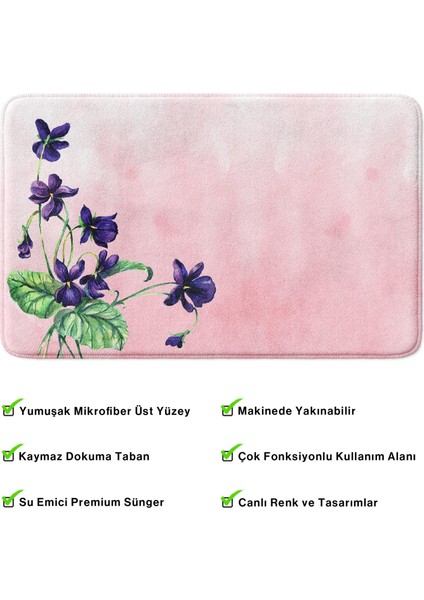 Mikrofiber Banyo Paspası, Kaymaz Taban, Makinede Yıkanabilir, Banyo Halısı