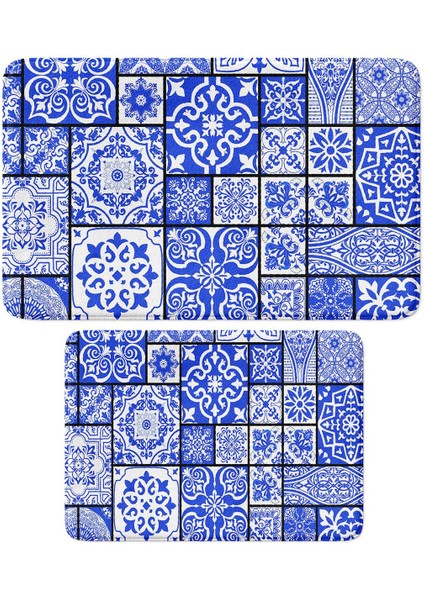 2'li Takım Banyo Paspası, Kaymaz Taban, Makinede Yıkanabilir, Banyo Halısı