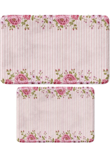 2'li Takım Banyo Paspası, Kaymaz Taban, Makinede Yıkanabilir, Banyo Halısı