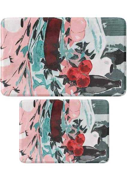 2'li Takım Banyo Paspası, Kaymaz Taban, Makinede Yıkanabilir, Banyo Halısı